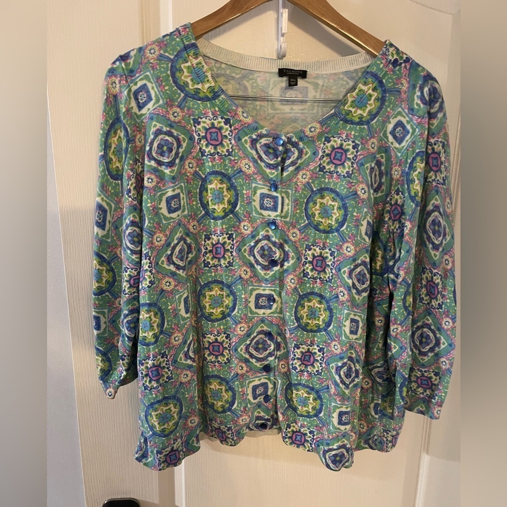 Talbots Colorful Patterned Cardigan - Picture 2 of 6